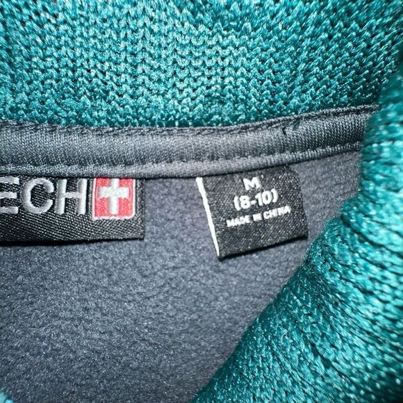 Swiss Tech ~ Teal Rain Knit Jacket ~Fleece lined ~ size M 8-10 - Picture 9 of 12